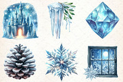 Watercolor Winter Ice Clipart, an Illustration by Libby Wishes (Thumbnail 2 of 7)