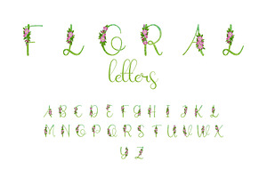 Green Floral Alphabet, a Decorative Illustration by Milla_Zelenyuk_art