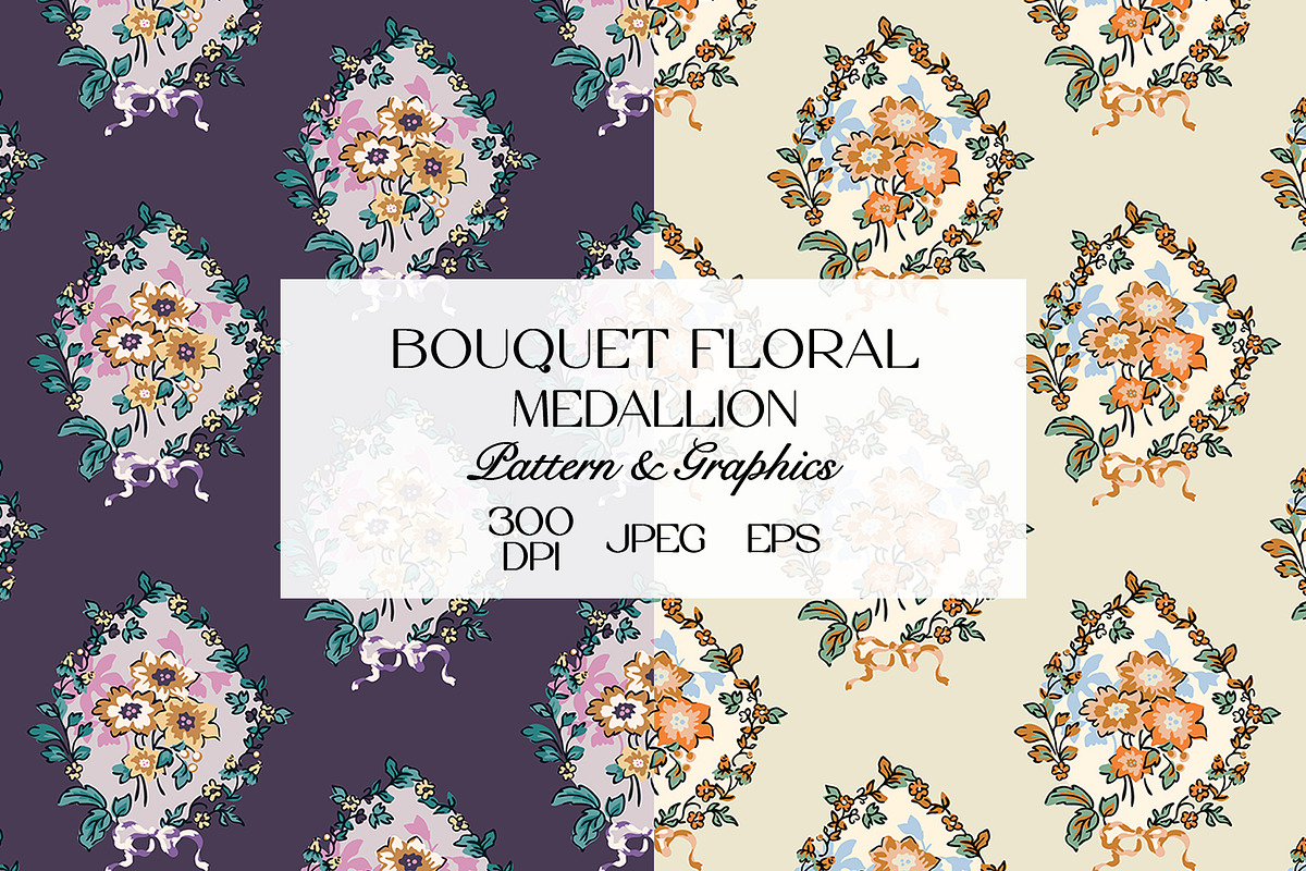 Floral Medallion Seamless Pattern, a Pattern Graphic by StudioGlouna (Photo 1 of 11)