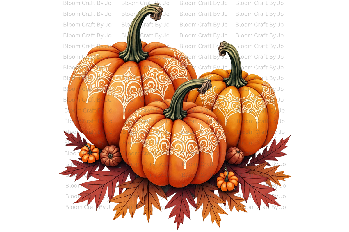 Pumpkins with Ornate Carvings, a Decorative Illustration by Bloom Craft Creations (Photo 9 of 14)