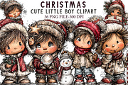 Cute Little Christmas Boy Clipart, an Illustration by Libby Wishes (Thumbnail 1 of 7)