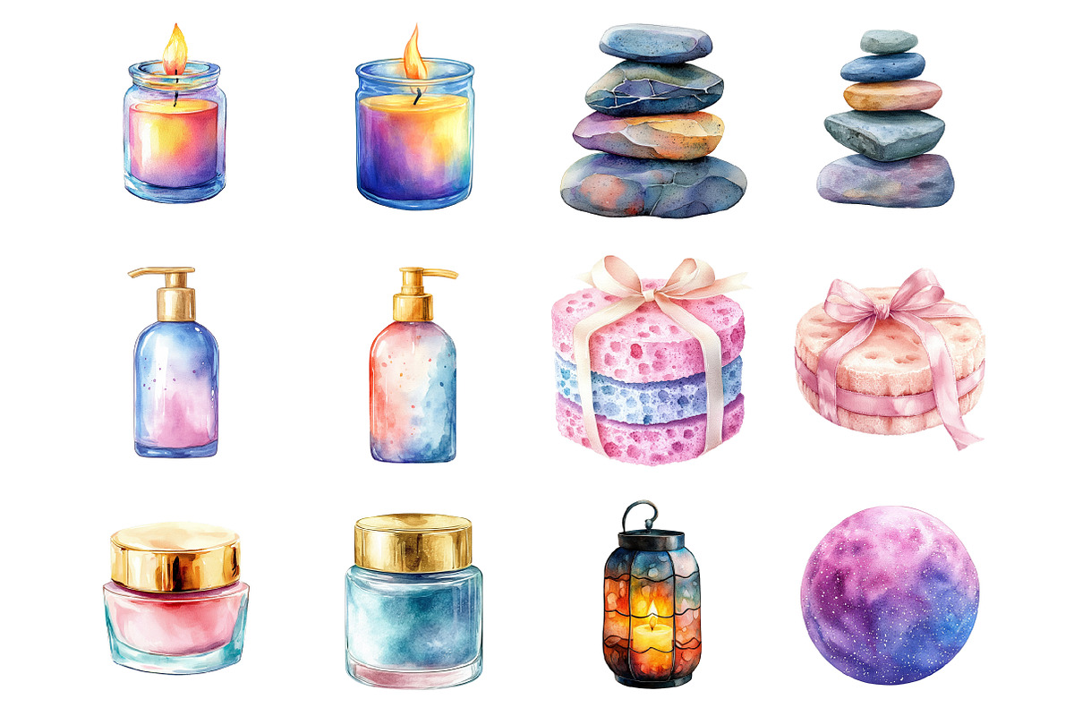 Cozy Winter Spa Watercolor, an Illustration by Design Market (Photo 3 of 4)