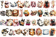 Watercolor Autumn Cat Clipart Bundle, an Animal Illustration by InkyQueenArt (Thumbnail 4 of 5)