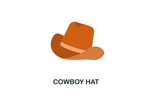 Cowboy Hat Flat Icon. Color Simple