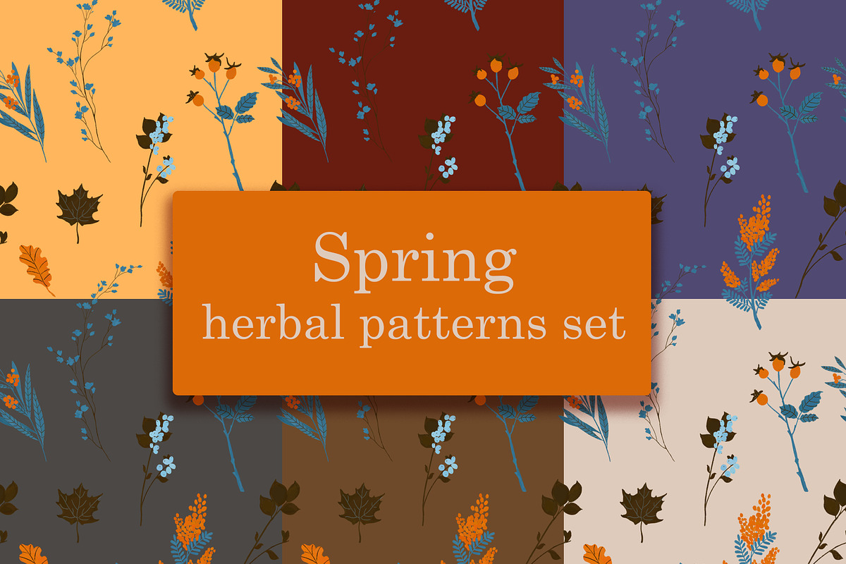 Spring herbal pattern set, a Pattern Graphic by CarpetTapetePretzel ...