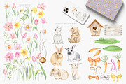 Spring flower, Easter set Watercolor, an Animal Illustration by Daryartsy (Thumbnail 8 of 12)