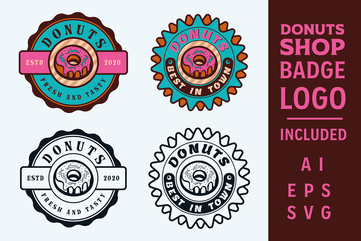 Donuts Ice Cream Logo Badges & Label, a Branding & Logo Template by Billah Hub (Photo 1 of 3)
