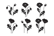 Set of poppy silhouettes, a Decorative Illustration by El Design (Thumbnail 2 of 2)