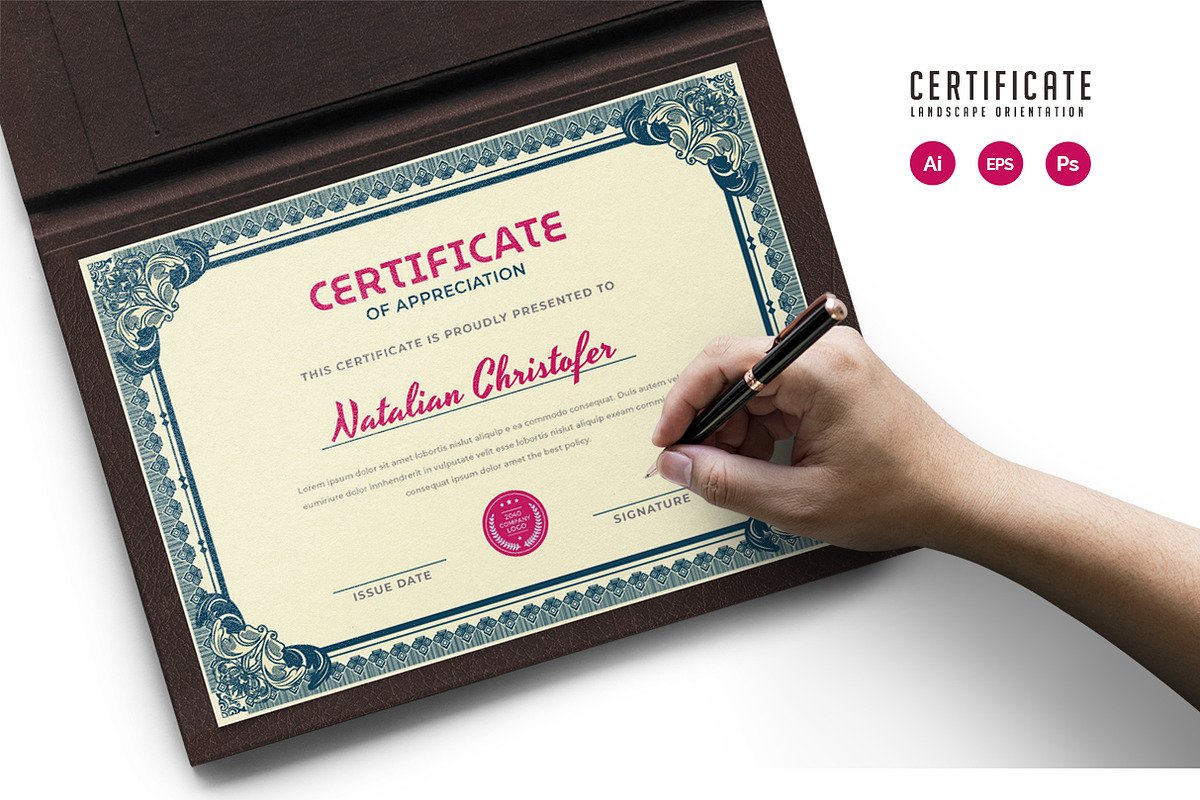 563. Modern Certificate Template, a Stationery Template by CreativeRezwan (Photo 2 of 3)