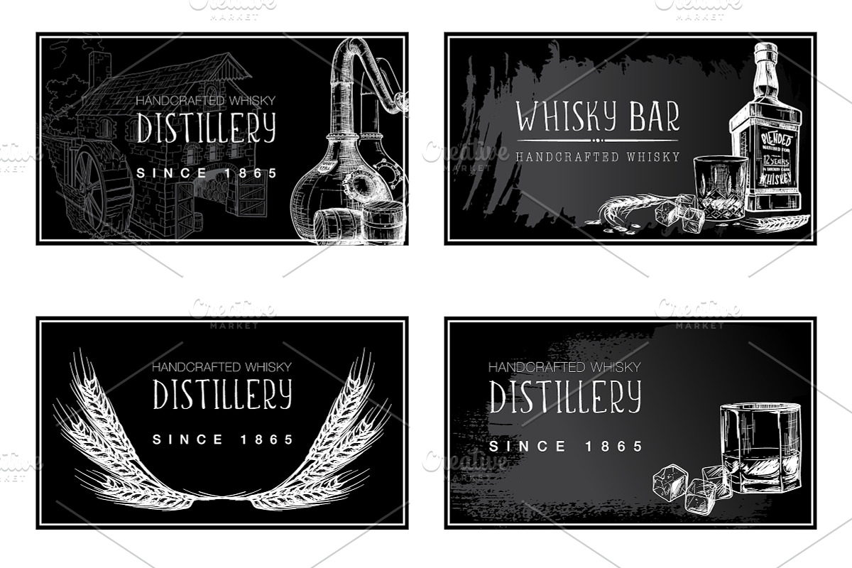 Whiskey Design Elements Set, a Food Illustration by AntonPix Studio (Photo 2 of 3)