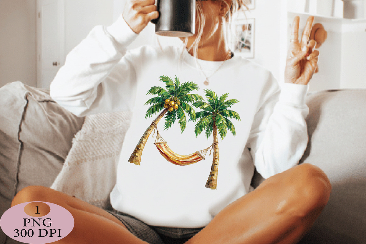 Relaxing Palm Tree Hammock Summer PN, an Illustration by Daily.Designs (Photo 3 of 5)