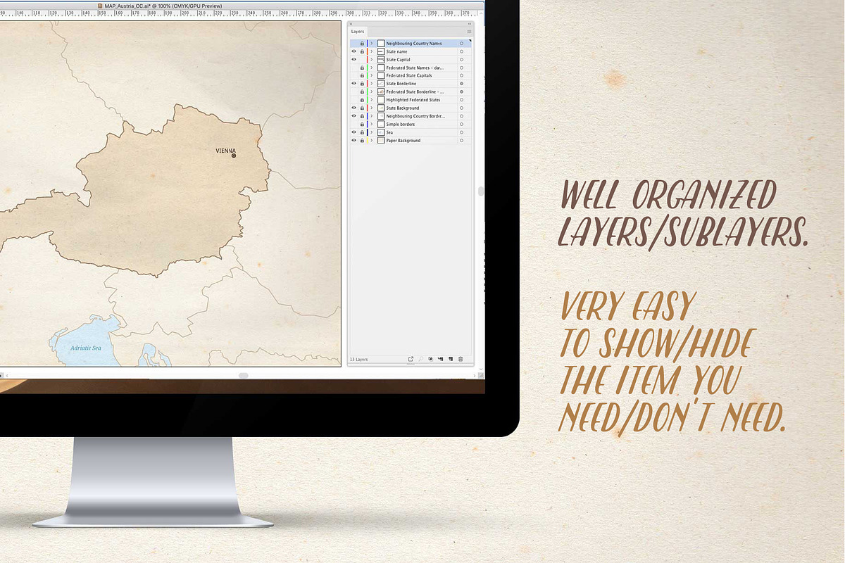 Le Tour du monde - Austria map, an Object Graphic by volume 1 visual design (Photo 6 of 20)