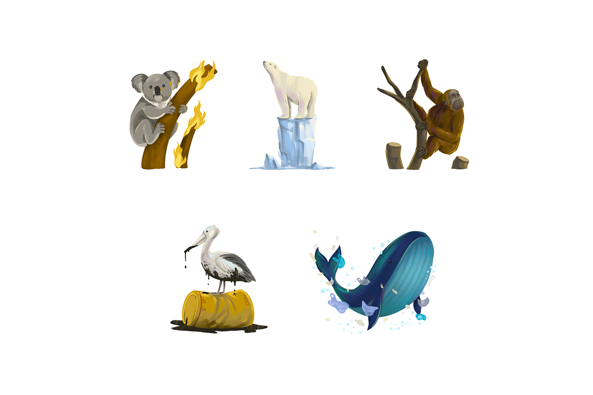 Animals in Environmental Crisis, an Animal Illustration by Deemak Daksina (Photo 1 of 3)