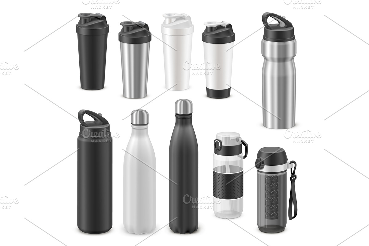 Water bottles mockup. Realistic, a Food Illustration by Stock-Smart-Start