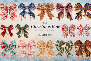 Cute Christmas Bow Clipart Bundle