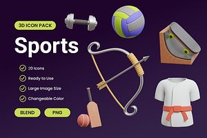 Sports 3D Icon Pack, an Object 3D Model by Bartama Graphic
