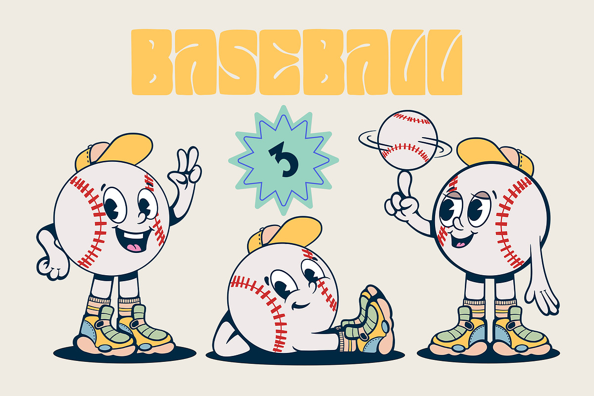 Sport Balls Retro Characters, a Sport Illustration by Alina Sh (Photo 6 of 11)