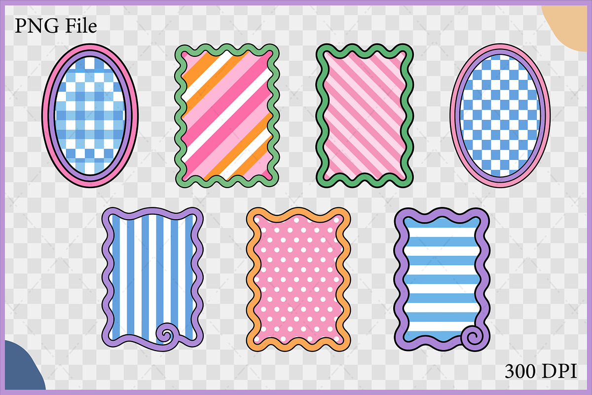 Retro Wavy Pattern Frames Vector Set, a Decorative Illustration by Gfx Expert Team (Photo 2 of 10)