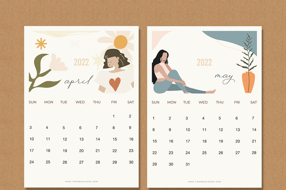 Minimalist Calendar Template 2022, a Stationery Template by Emilly Studio (Photo 1 of 3)