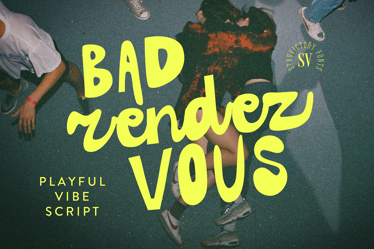 Bad Rendezvous Playful Vibe Script, a Script Font by Struvictory.art (Photo 1 of 9)