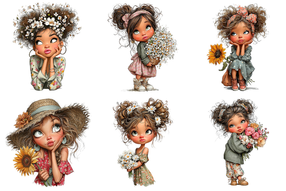 Spring Girls Clipart PNG Bundle, an Illustration by Libby Wishes (Photo 4 of 4)