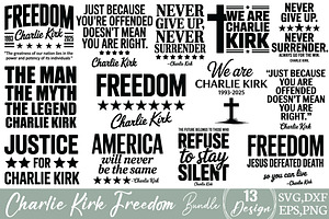 Charlie Kirk Freedom SVG Bundle, an Object Graphic by DollarSmart