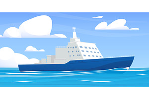 Sea liner. Large ship sailing on, a Transportation Illustration by Vectorbuum