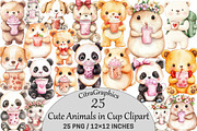 Cute Animals in Cup Sublimation, an Illustration by CitraGraphics (Thumbnail 1 of 4)
