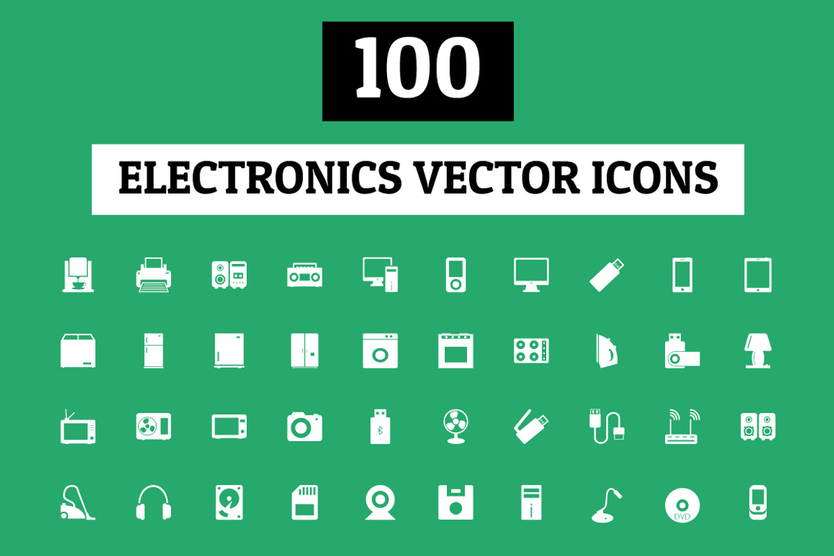 100 Electronics Vector Icons