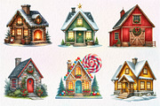 Christmas House Clipart, an Illustration by Dream Creation (Thumbnail 3 of 7)