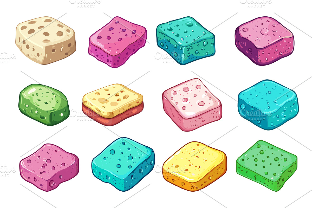 Dishwashing cartoon sponges, a Food Illustration by Valerie Bodnar