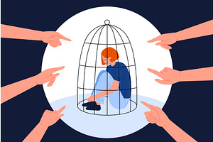 Trap of violence and critics, a Person Illustration by Flashvector