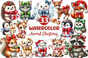 Cute Animals Christmas Clipart, an Illustration by Dream Creation (Thumbnail 1 of 7)