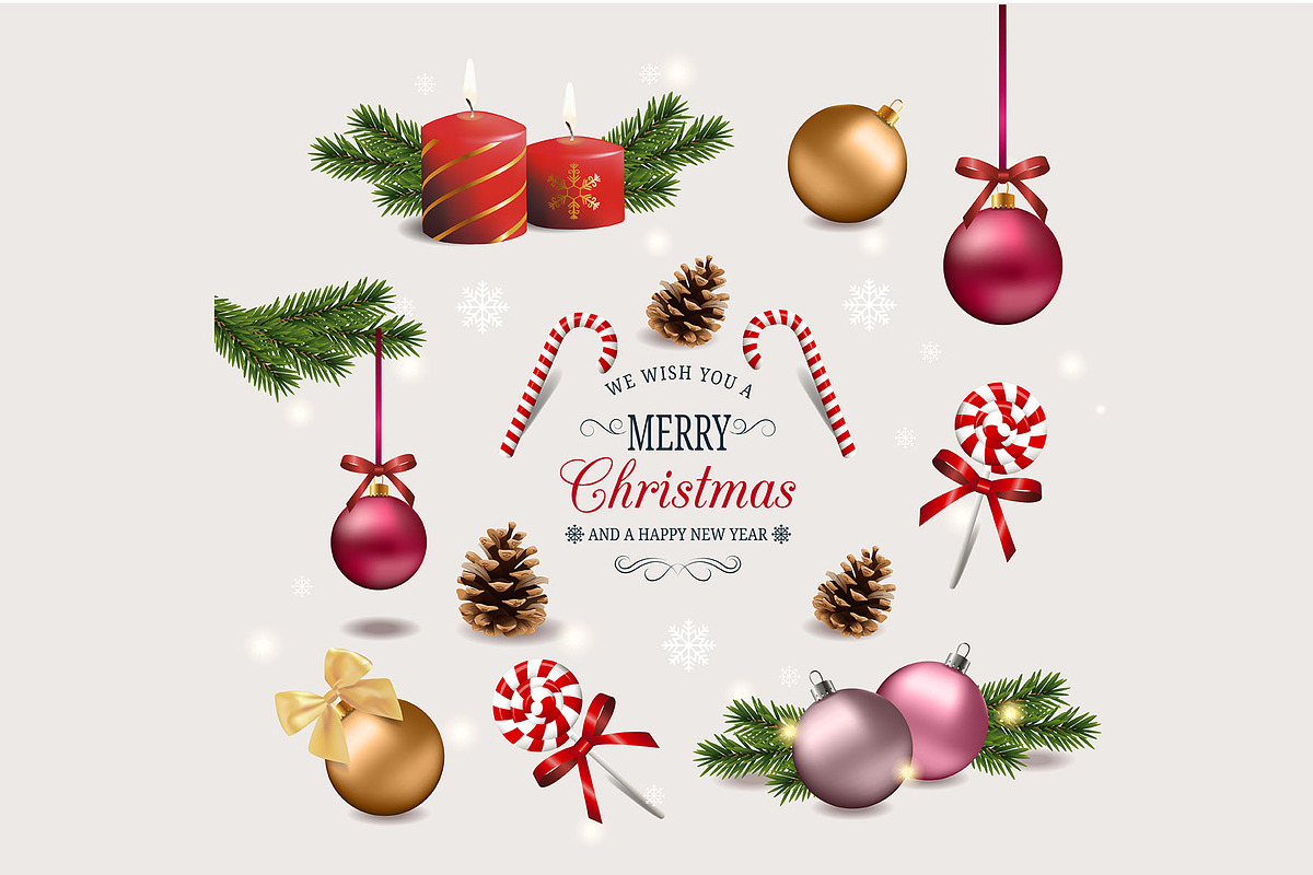 Realistic Christmas set. Vector, a Decorative Illustration by MARIA KOLYADINA (Photo 2 of 3)