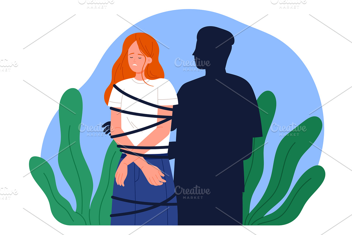 Codependent unhealthy relationships, a Person Illustration by Flashvector