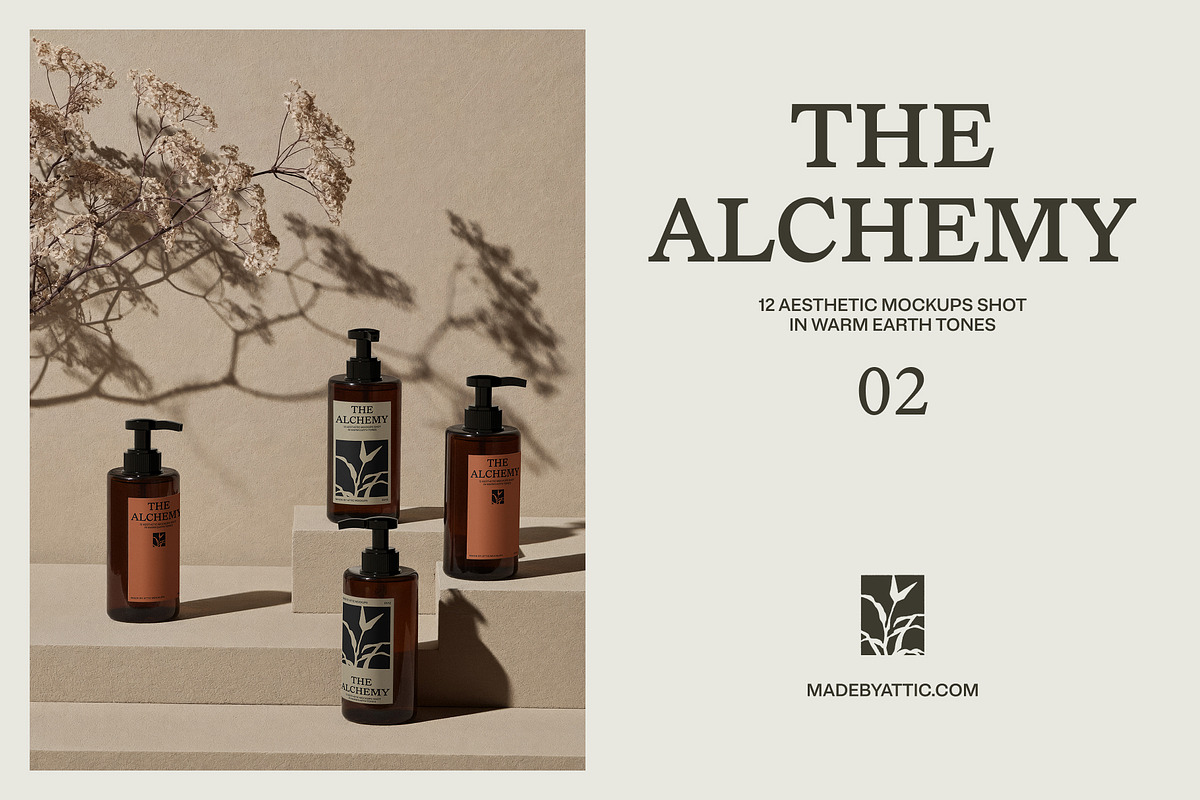 Pump Bottle Mockup Set PSD · 02, a Packaging Mockup by Made by Attic (Photo 2 of 3)