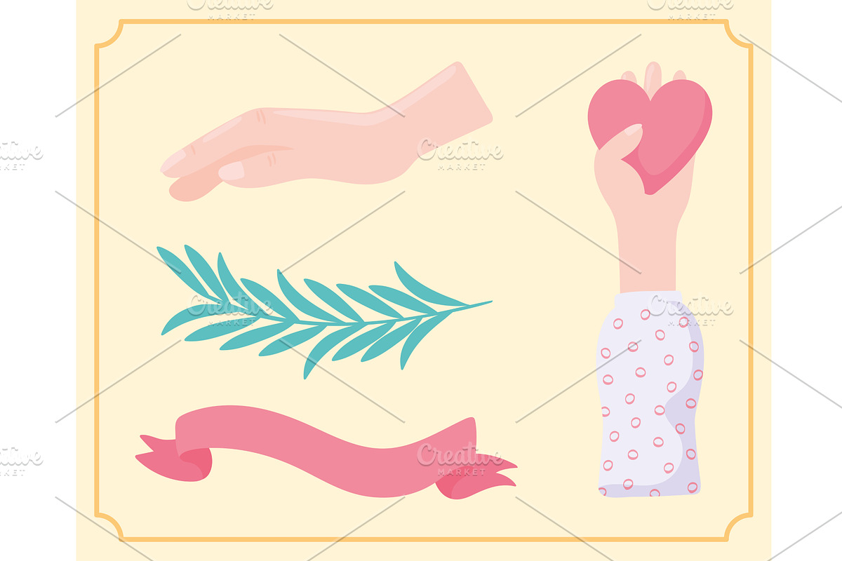 hand heart and ribbon, a Person Illustration by studiogstock