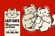 Lazy cute cats. Lineart collection, an Animal Illustration by heyXeni (Thumbnail 1 of 11)