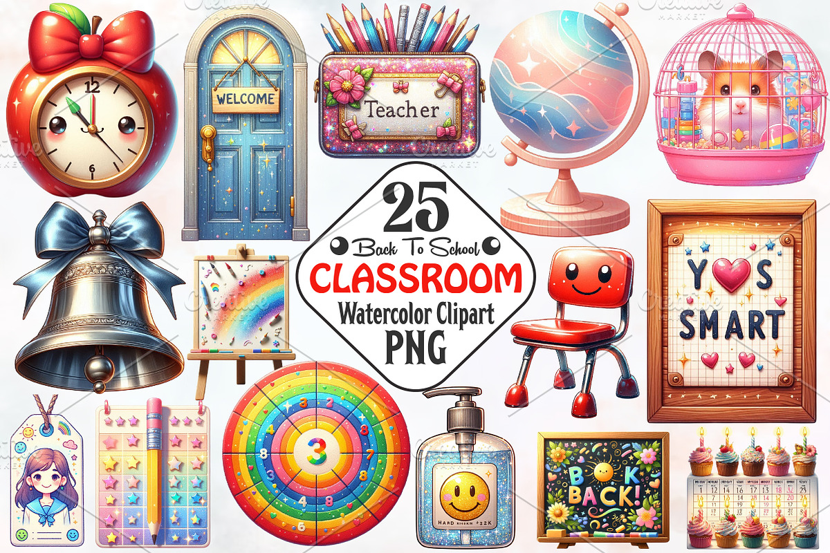 Back To School Classroom Clipart, an Illustration by RobertsArt (Photo 1 of 7)