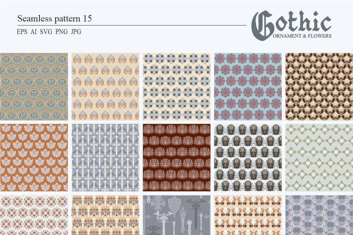 Gothic Ornament and Flowers, a Pattern Graphic by Collection by VY (Photo 11 of 11)