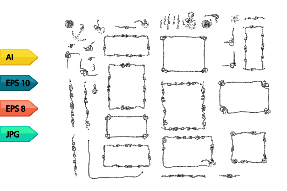 Rope frames and knots vector set, a Pattern Graphic by julia_musdotter (Photo 11 of 11)