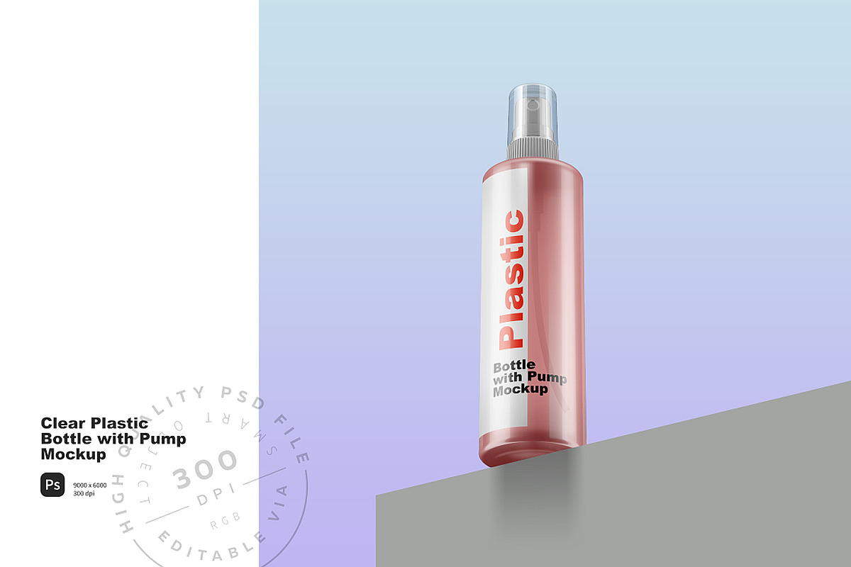 Clear Bottle with Pump Mockup, a Packaging Mockup by Reformer Mockup (Photo 3 of 6)