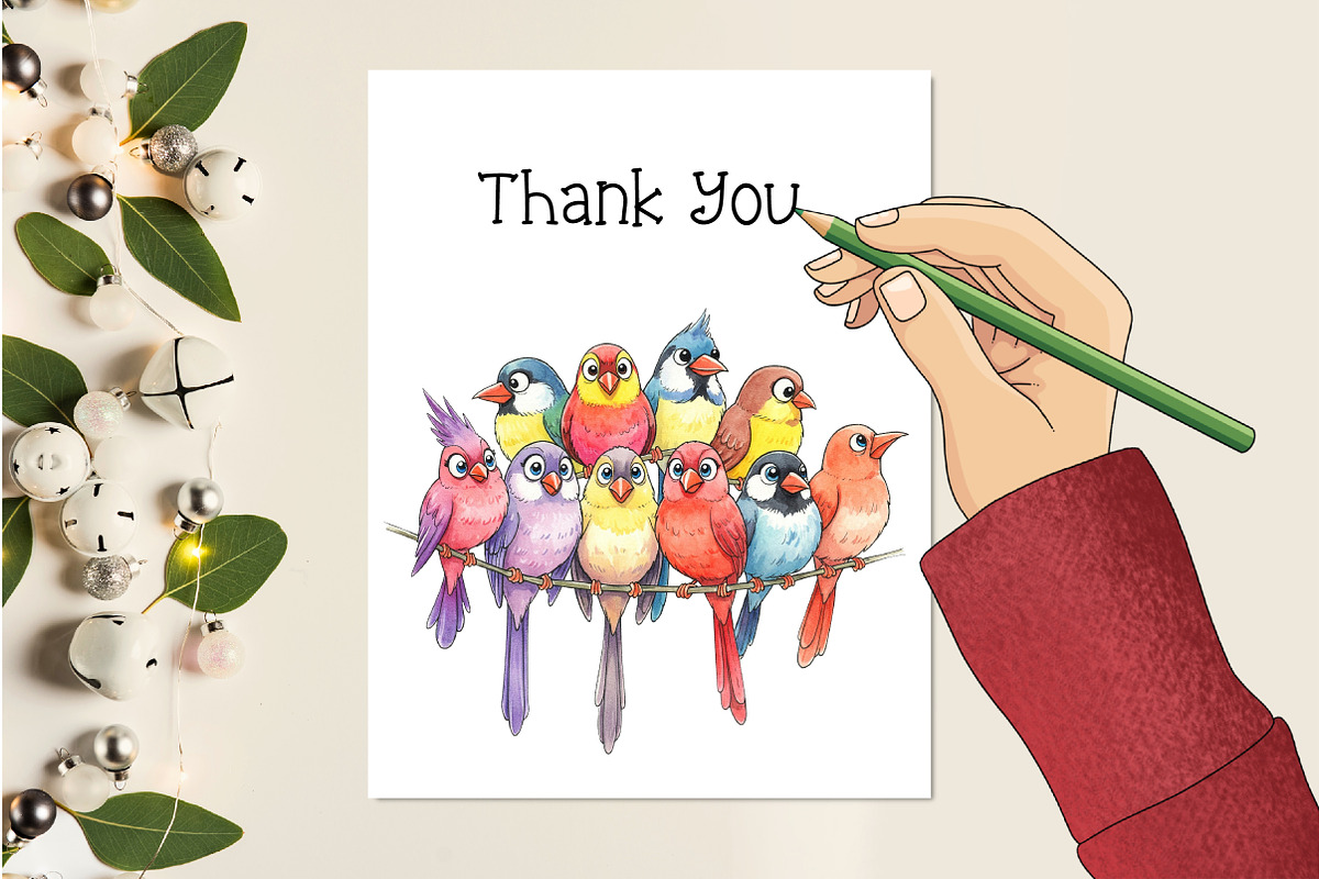 Funny Colorful Birds Watercolor Png, an Illustration by Creative Art (Photo 6 of 6)