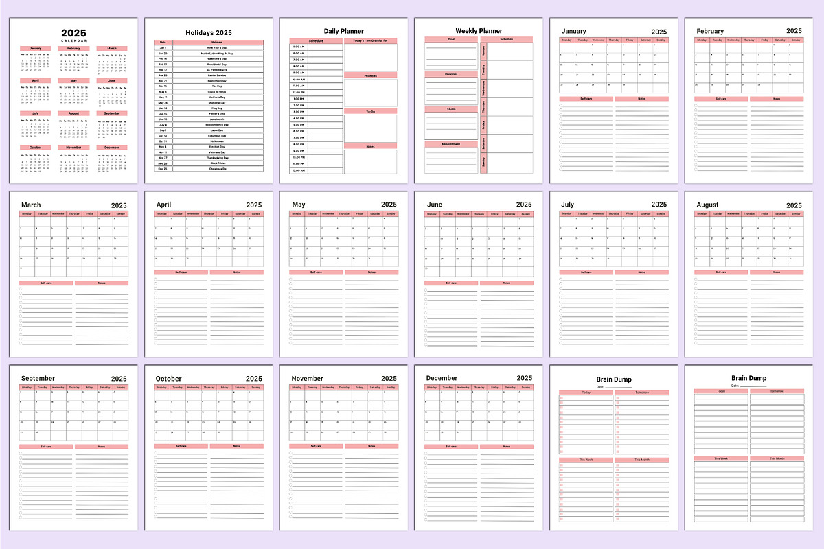 2025 Brain Dump Bundle For Canva, a Stationery Template by Shumaya (Photo 2 of 6)