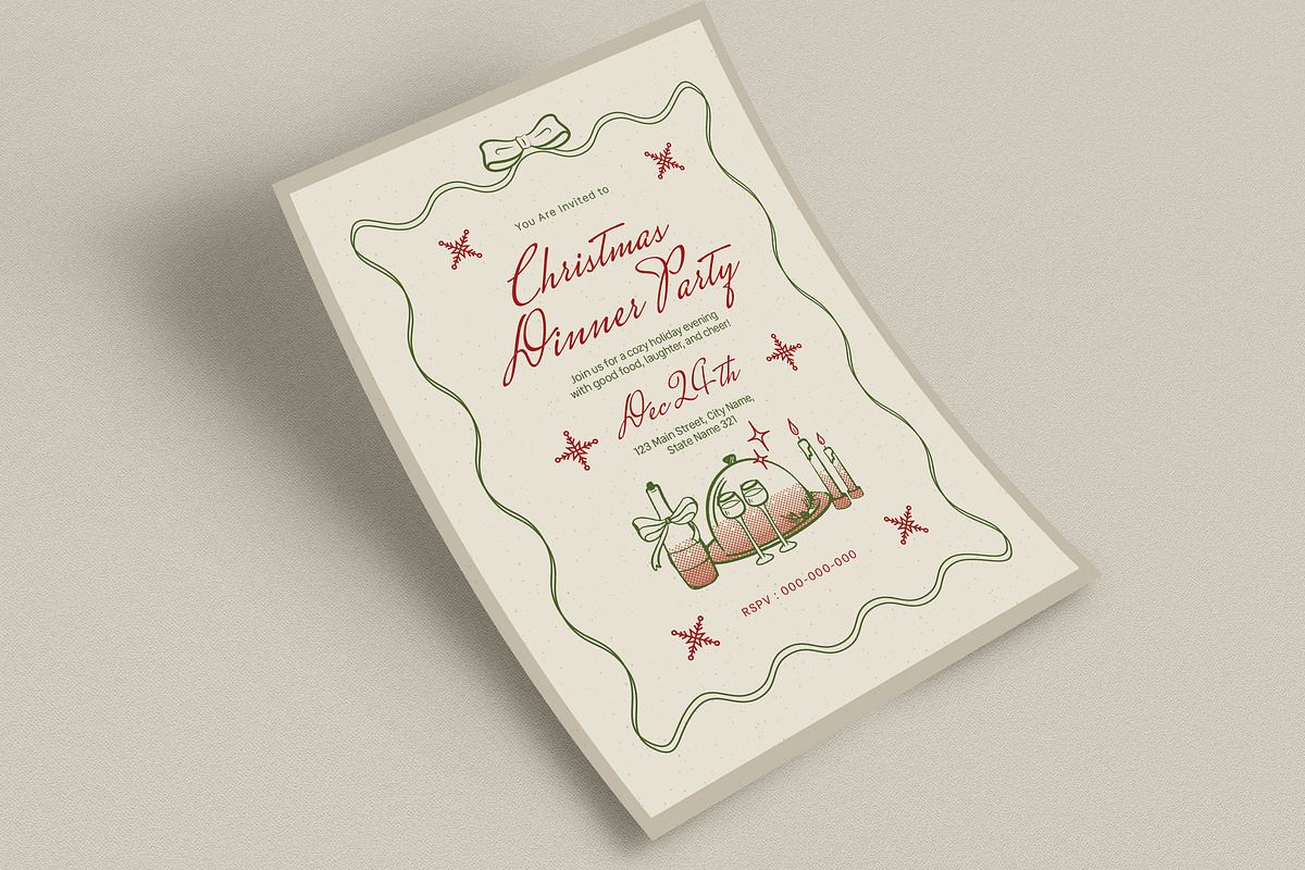 Rustic Christmas Dinner Invitation preview 3