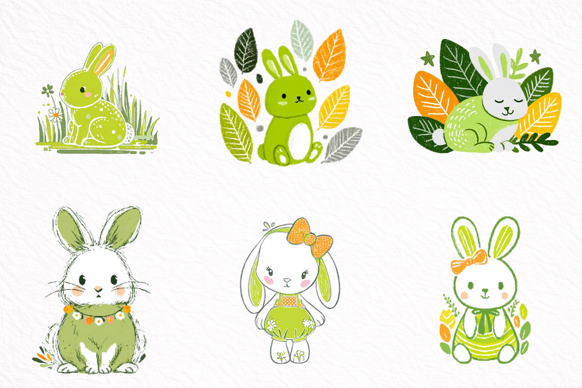 Spring Baby Bunny Clipart, an Illustration by DreamArtGraphic (Photo 8 of 8)