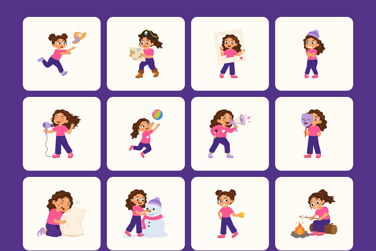 175 Girl Flat Vector Icons Bundle, an Emoji Icon by Creative Stall (Photo 9 of 10)