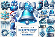 Blue Winter Christmas Aesthetic Pack, an Illustration by RobertsArt (Thumbnail 1 of 7)