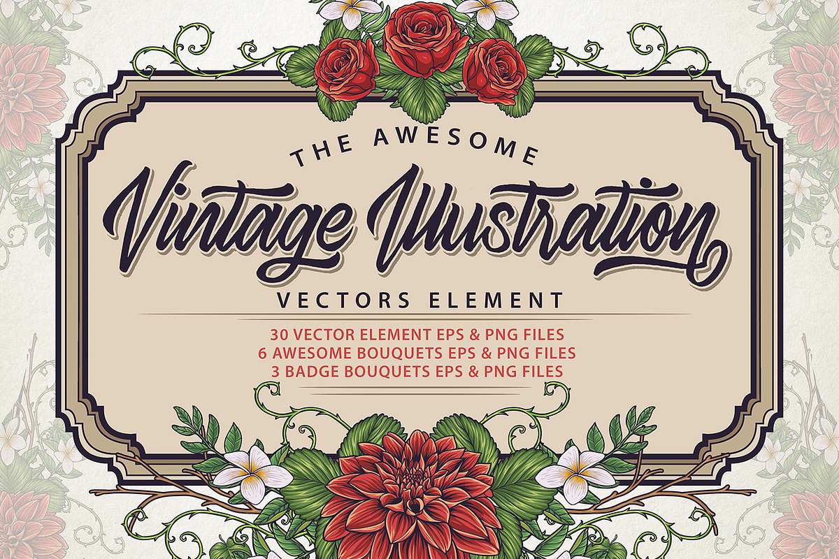 Vintage Illustration Vectors Element, a Decorative Illustration by Blankids Studio (Photo 1 of 5)
