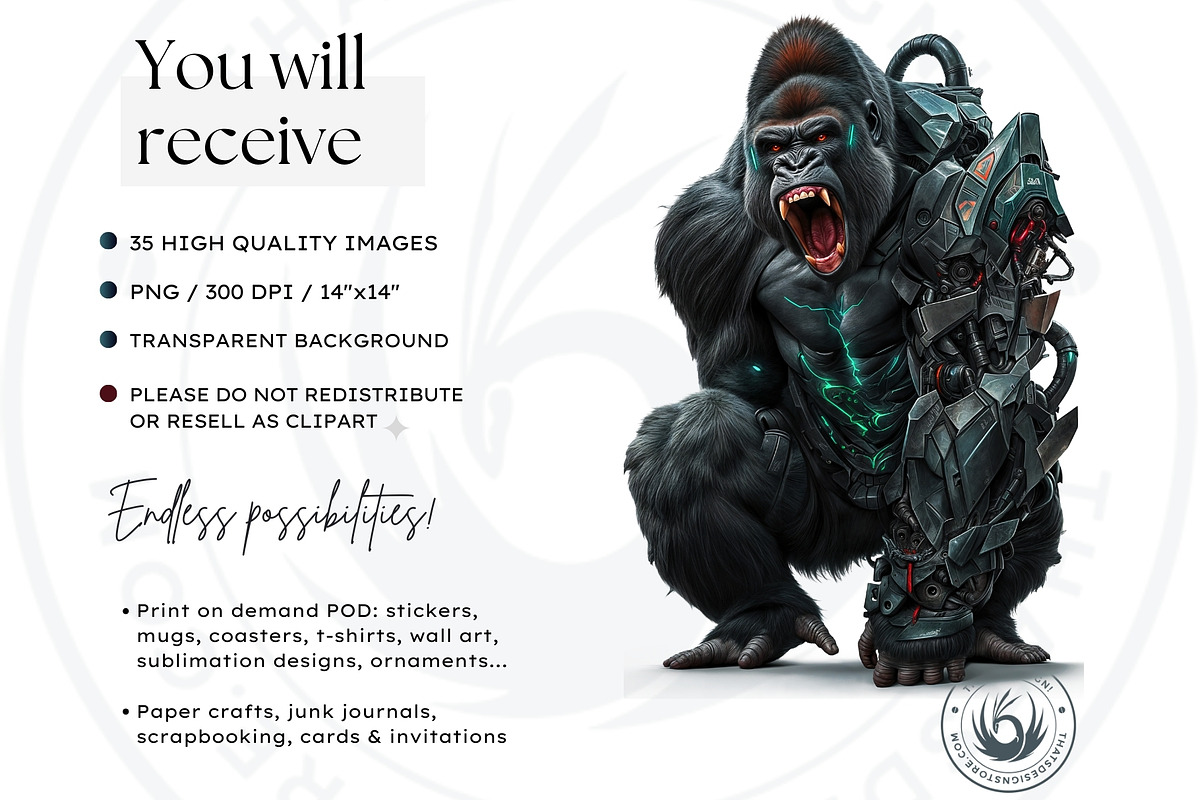 Cybernetic Animals Clipart Set, an Animal Illustration by ThatsDesignArt (Photo 3 of 10)